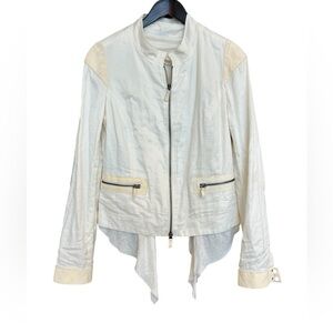 Obakki size 8 cotton,silk and suede beautiful coat in excellent used condition